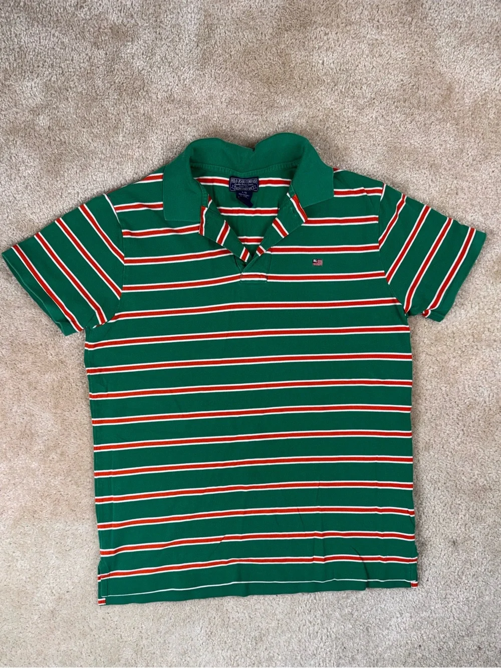 VTG Polo By Ralph Lauren Mens Short Sleeve Striped Golf Polo Cotton Shirt L